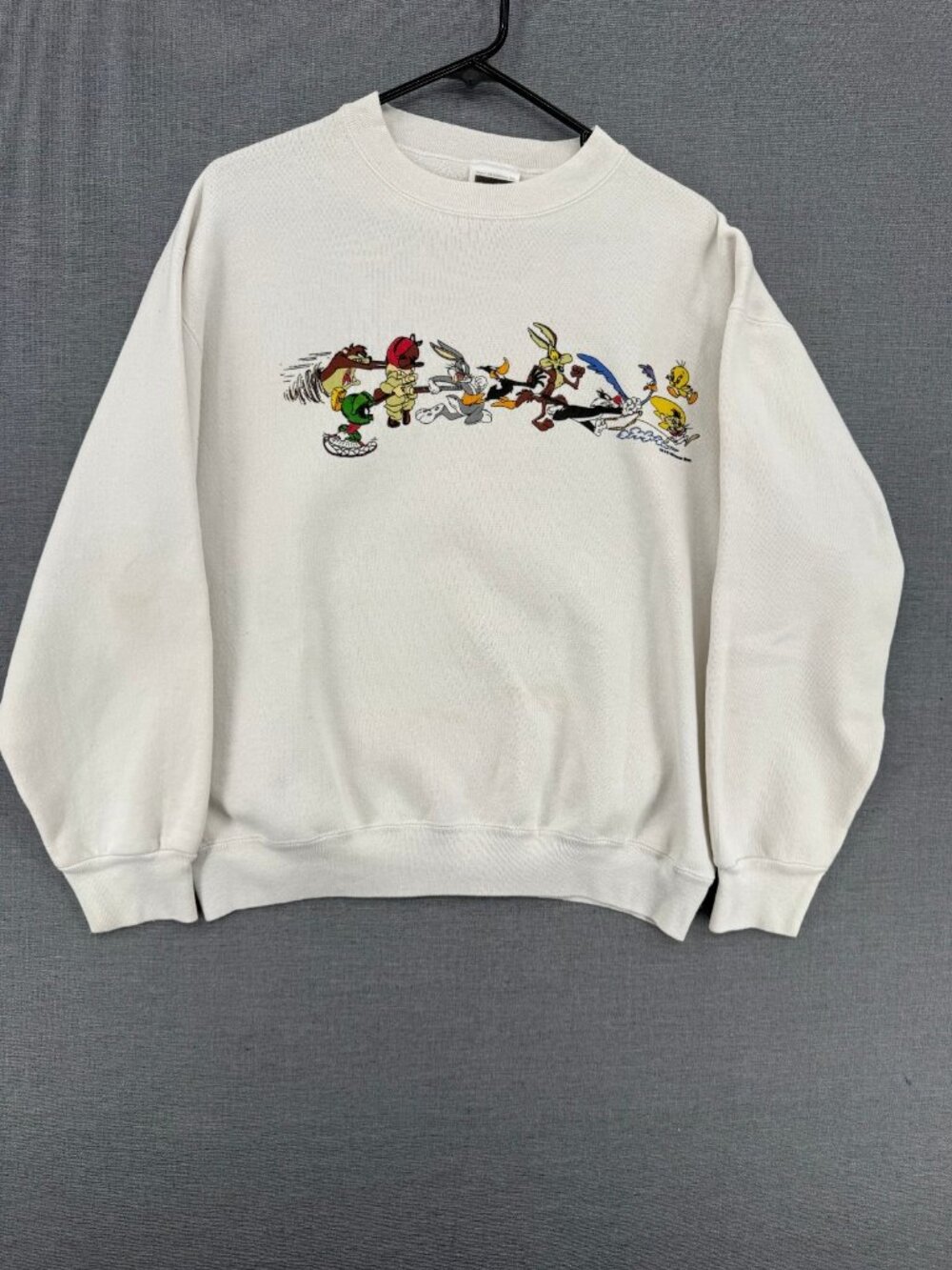 Vtg Tultex Looney Tunes Cartoon Pullover Sweater Acme Mens L USA Made Y2K READ - Picture 2 of 8